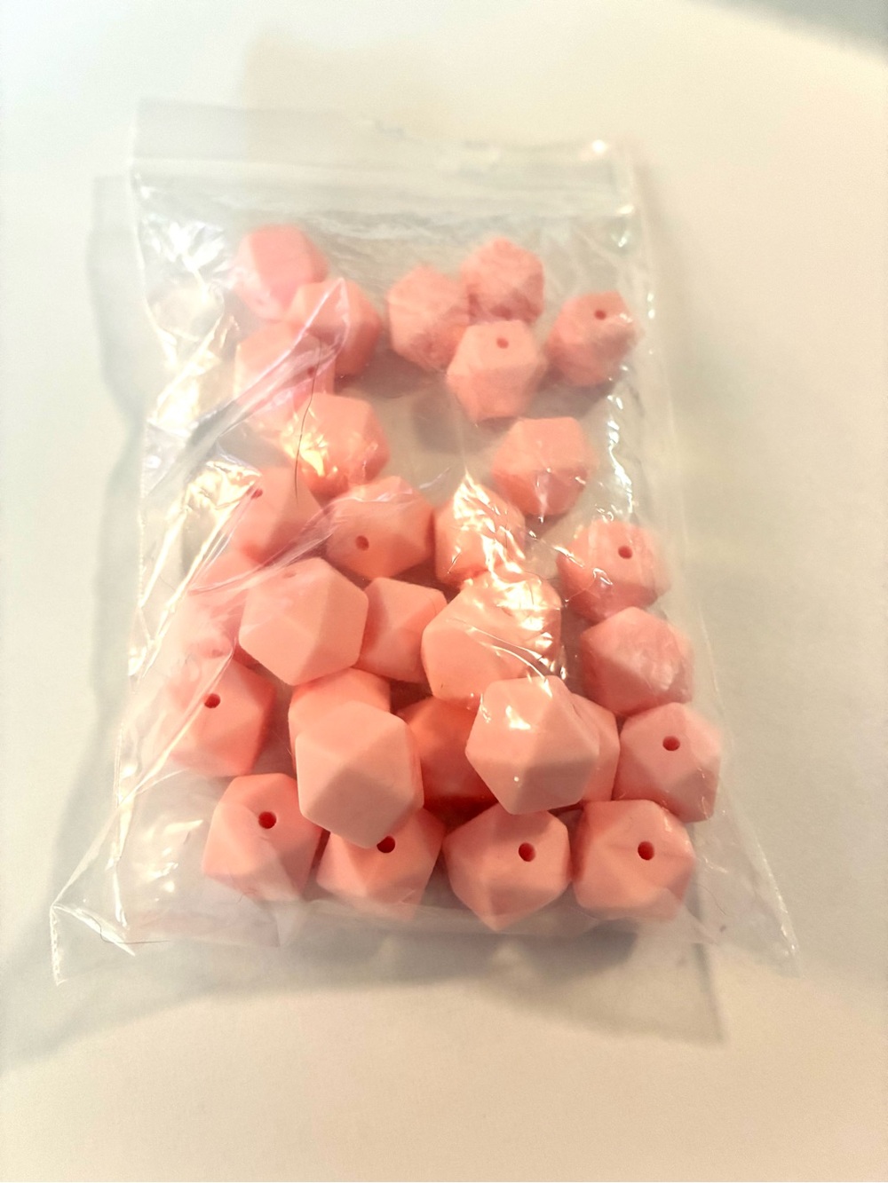 (30) Pink Geometric Silicone Beads